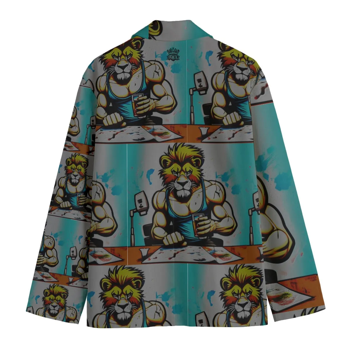 All-Over Print Men's Casual Flat Lapel Collar Blazer | Cotton Leo 2 print