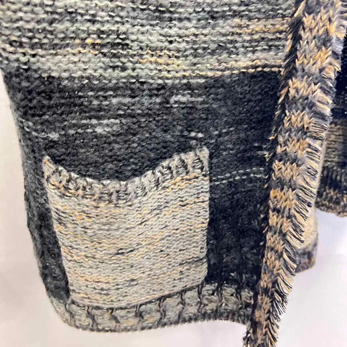 SISTERS Knit Fringe Women's Sweaters Women Size M BLUE & MULTICOLOR Shrug